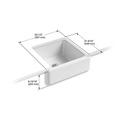 KOHLER K-5665-FF Whitehaven 23-1/2" undermount single-bowl farmhouse kitchen sink - Sea Salt