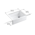 KOHLER K-6487-7 Whitehaven 29-3/4" Undermount Single-Bowl Farmhouse Kitchen Sink - Black Black