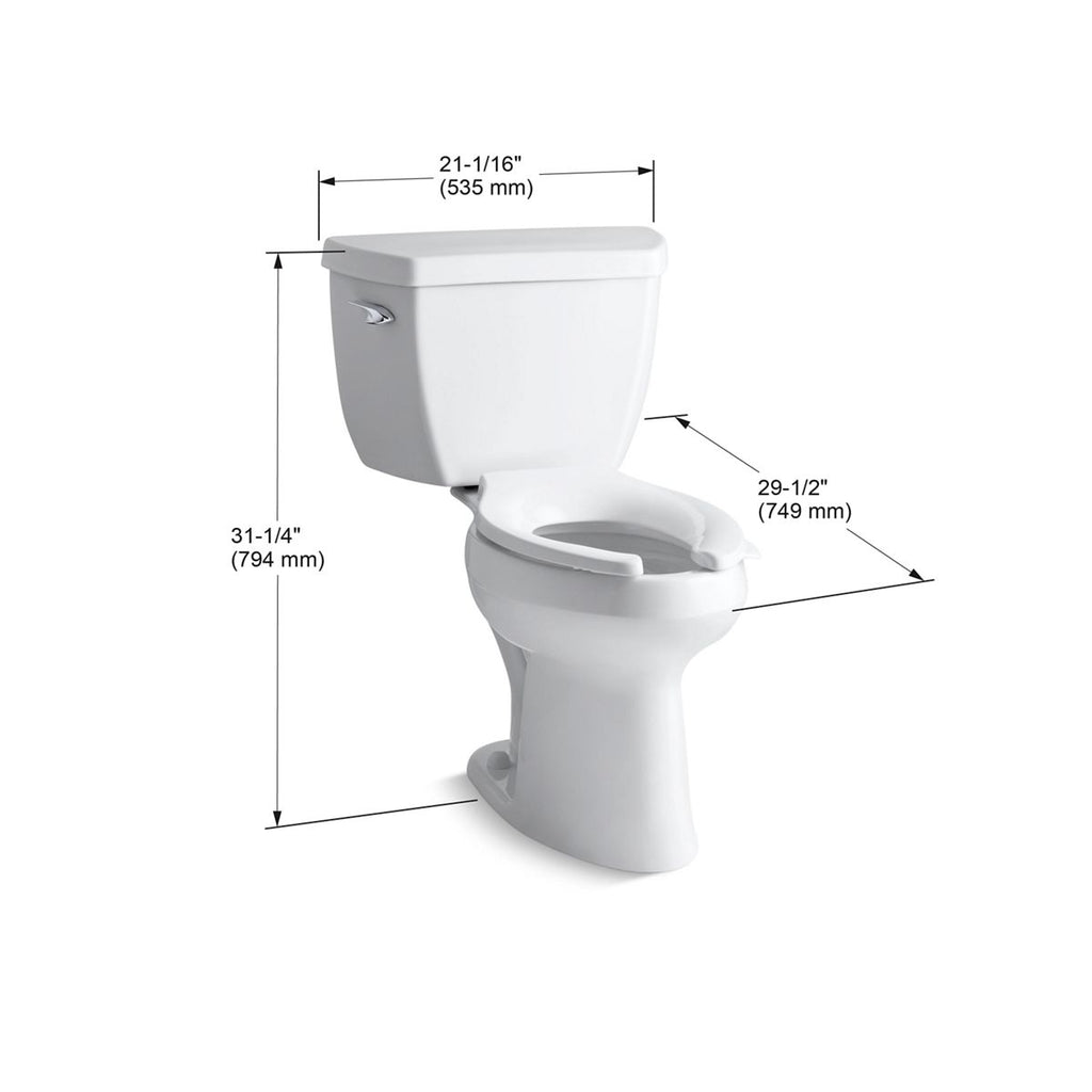KOHLER K-3493-7 Highline Classic Two-Piece Elongated Toilet, 1.6 Gpf - Black Black