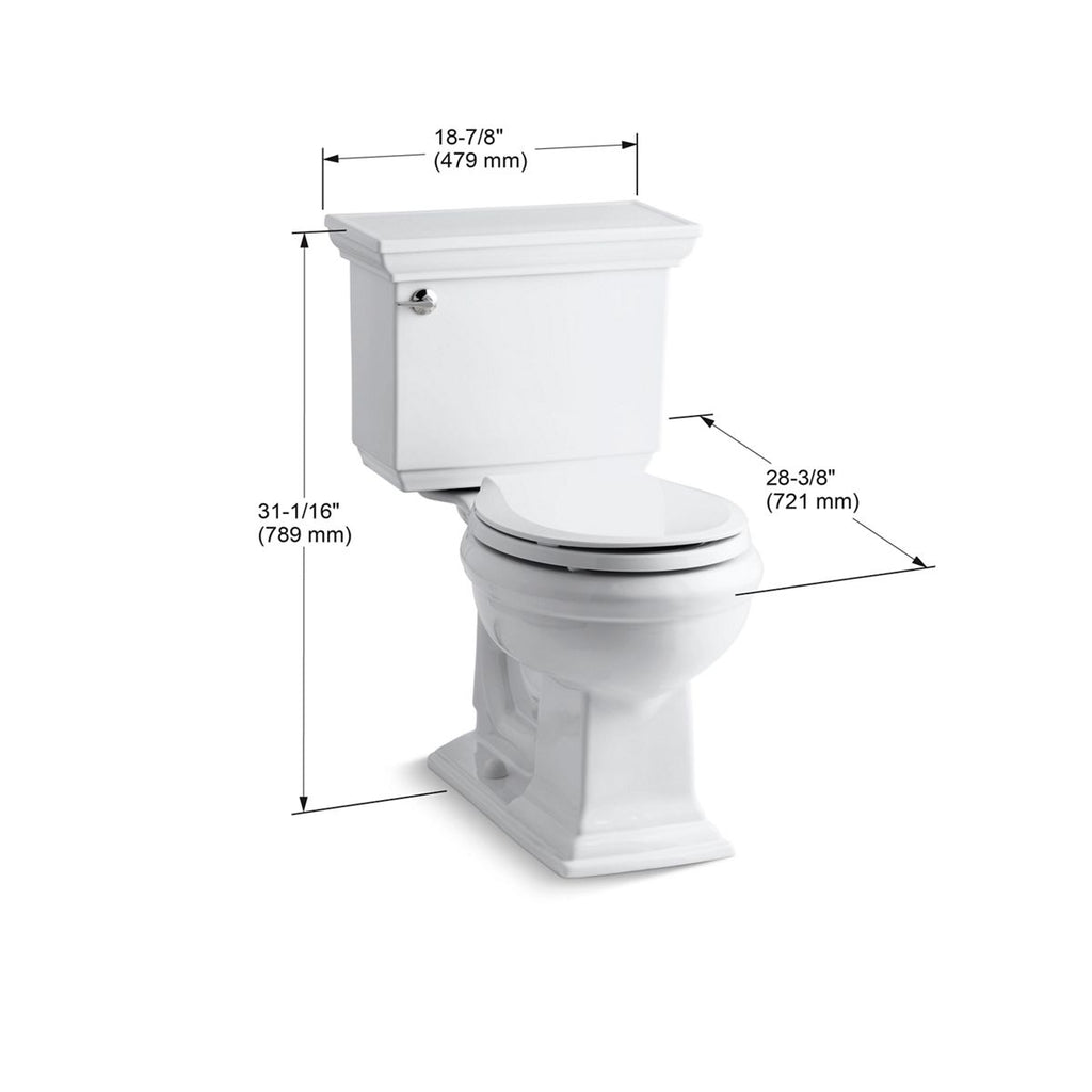 KOHLER K-3933-NY Memoirs Stately Two-Piece Round-Front Toilet, 1.28 Gpf - Dune