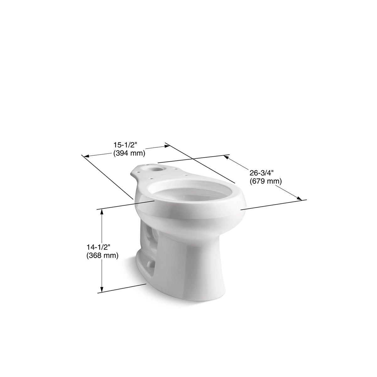 KOHLER K-4197-96 Wellworth Round-Front Toilet Bowl - Biscuit