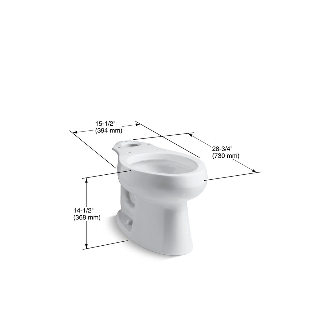 KOHLER K-4198-0 Wellworth Elongated Toilet Bowl - White