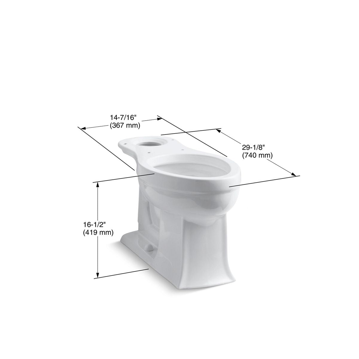 KOHLER K-4356-7 Archer Elongated Toilet Bowl - Black Black