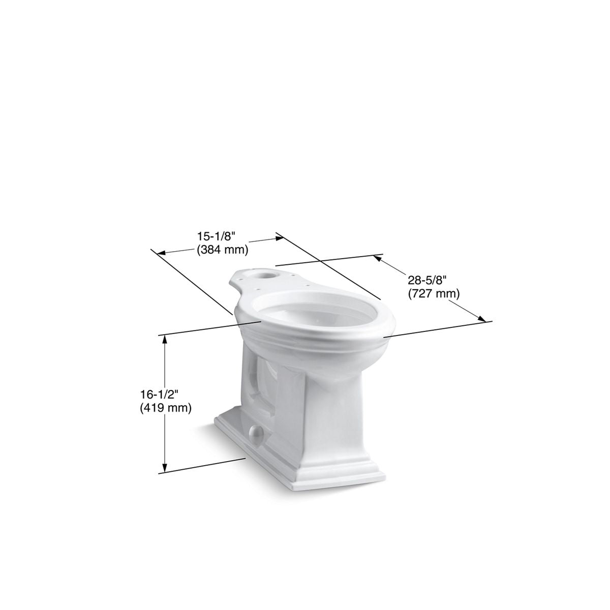 KOHLER K-4380-0 Memoirs Elongated Toilet Bowl - White