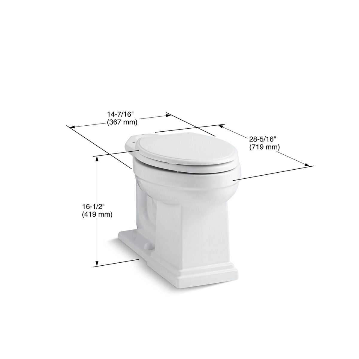KOHLER K-4799-0 Tresham Elongated Toilet Bowl - White