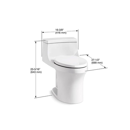 KOHLER K-5172-RA-0 San Souci One-piece compact elongated toilet with concealed trapway, 1.28 gpf - White