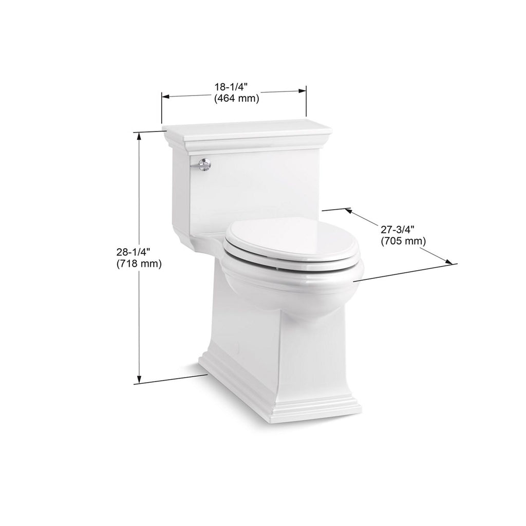 KOHLER K-6428-0 Memoirs Stately One-Piece Compact Elongated Toilet With Skirted Trapway, 1.28 Gpf - White