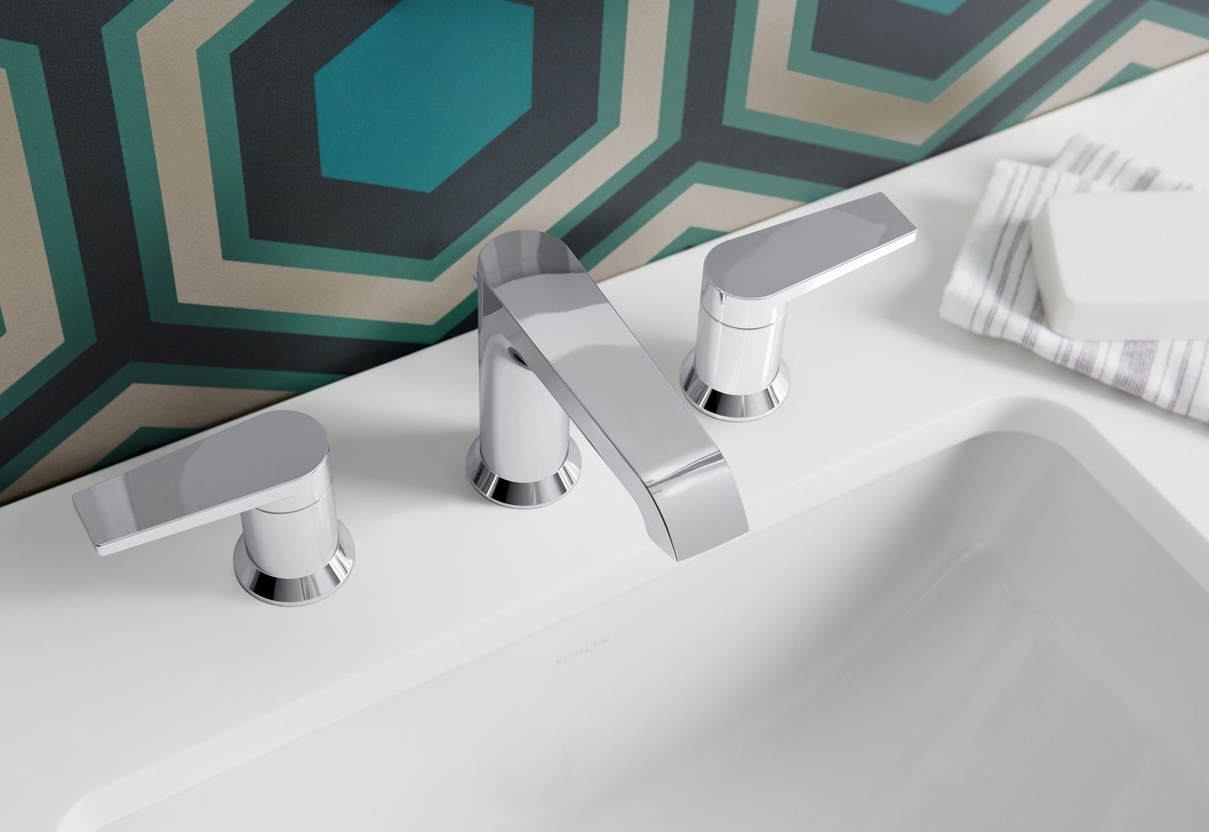 KOHLER K-97093-4-CP Hint Widespread Bathroom Sink Faucet, 1.2 Gpm - Polished Chrome