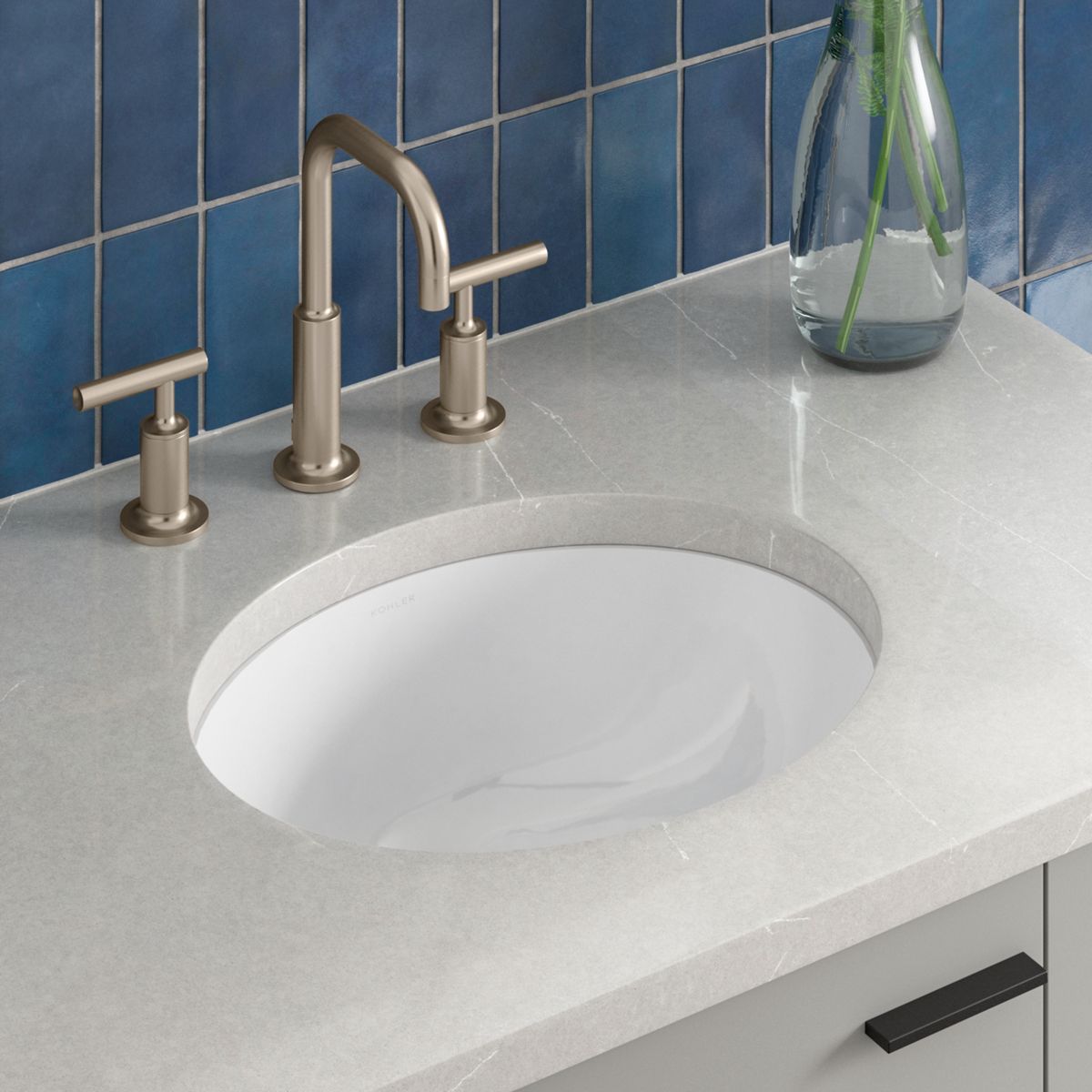 KOHLER K-2209-96 Caxton 17" Oval Undermount Bathroom Sink - Biscuit