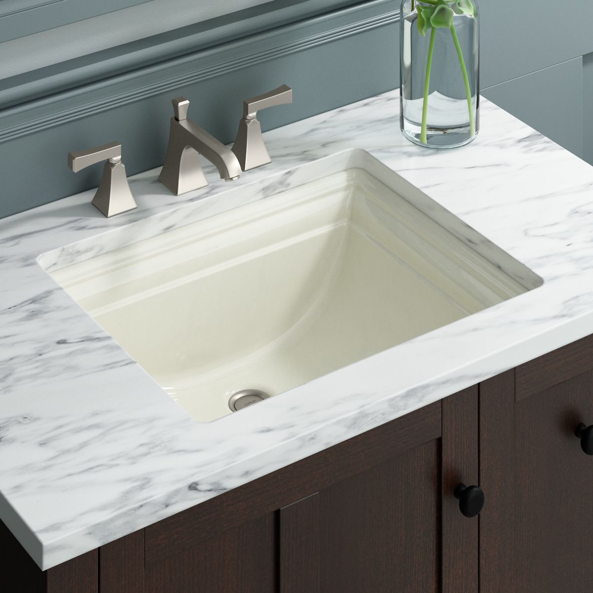 KOHLER K-2339-7 Memoirs 20" Rectangular Undermount Bathroom Sink - Black Black