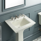 KOHLER K-2344-8-0 Memoirs Stately 25" Rectangular Pedestal Bathroom Sink - White