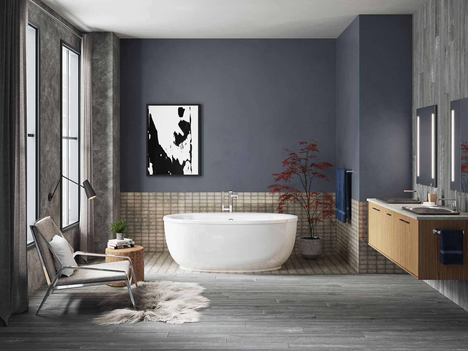 KOHLER K-6369-0 Sunstruck 65-1/2" X 35-1/2" Freestanding Bath With Fluted Shroud - White