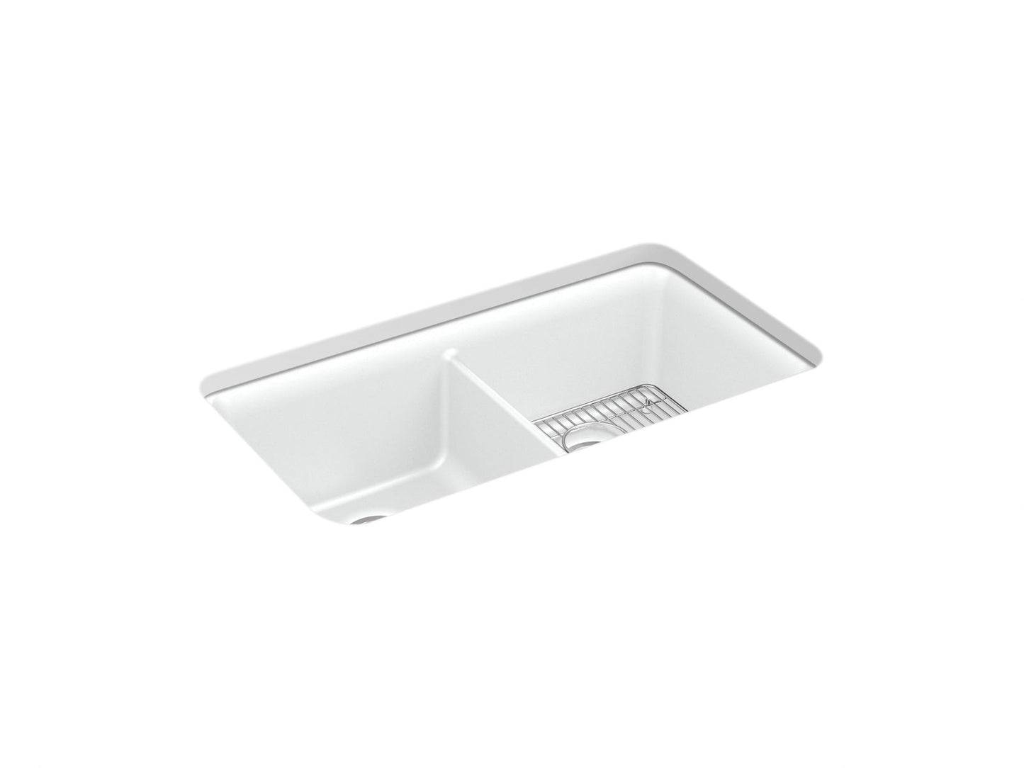 KOHLER K-8199-CM6 Cairn 33-1/2" Undermount Double-Bowl Kitchen Sink In Matte White