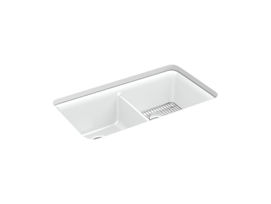 KOHLER K-8199-CM6 Cairn 33-1/2" Undermount Double-Bowl Kitchen Sink In Matte White