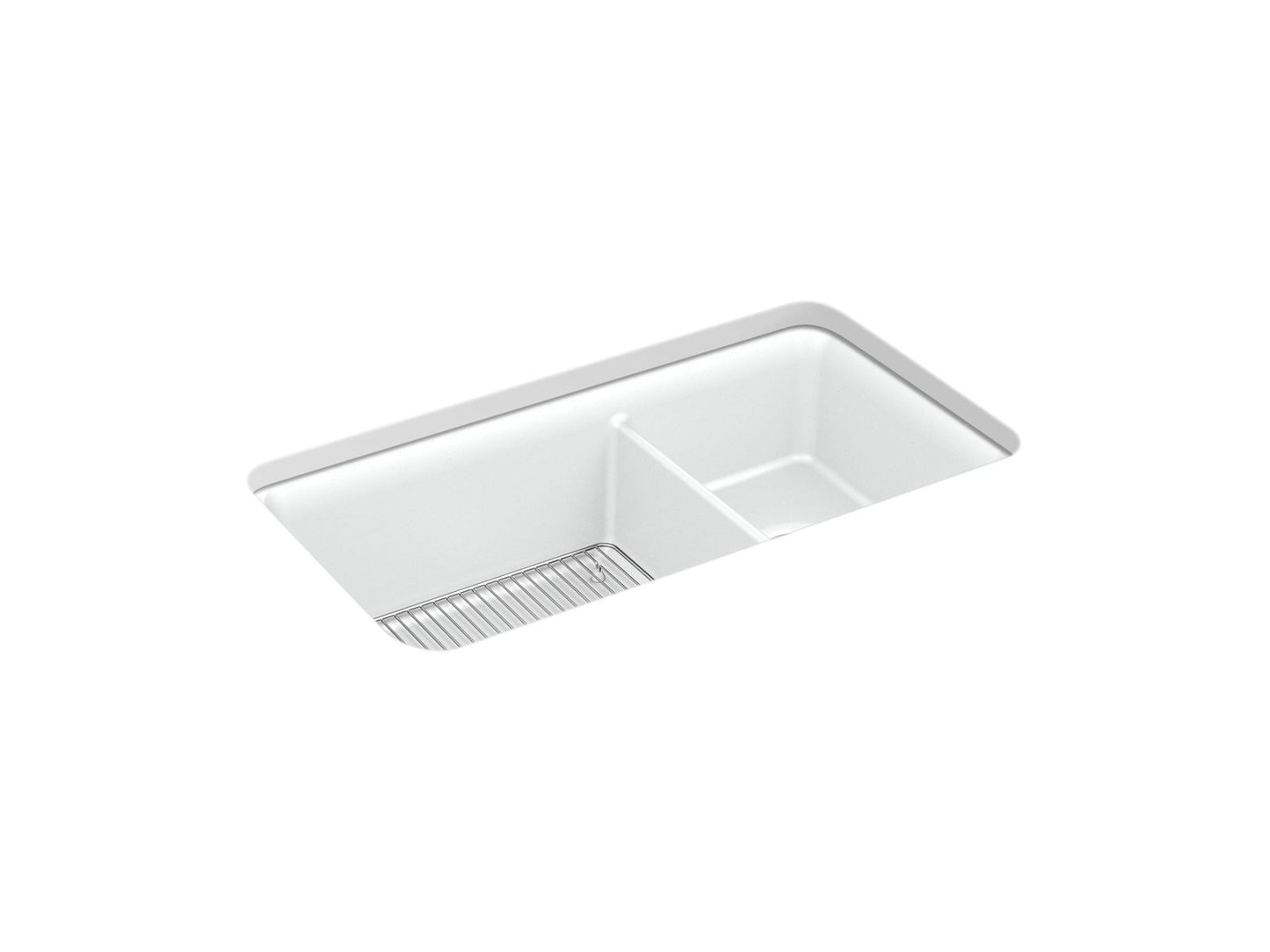 KOHLER K-8204-CM6 Cairn 33-1/2" Undermount Double-Bowl Kitchen Sink In Matte White