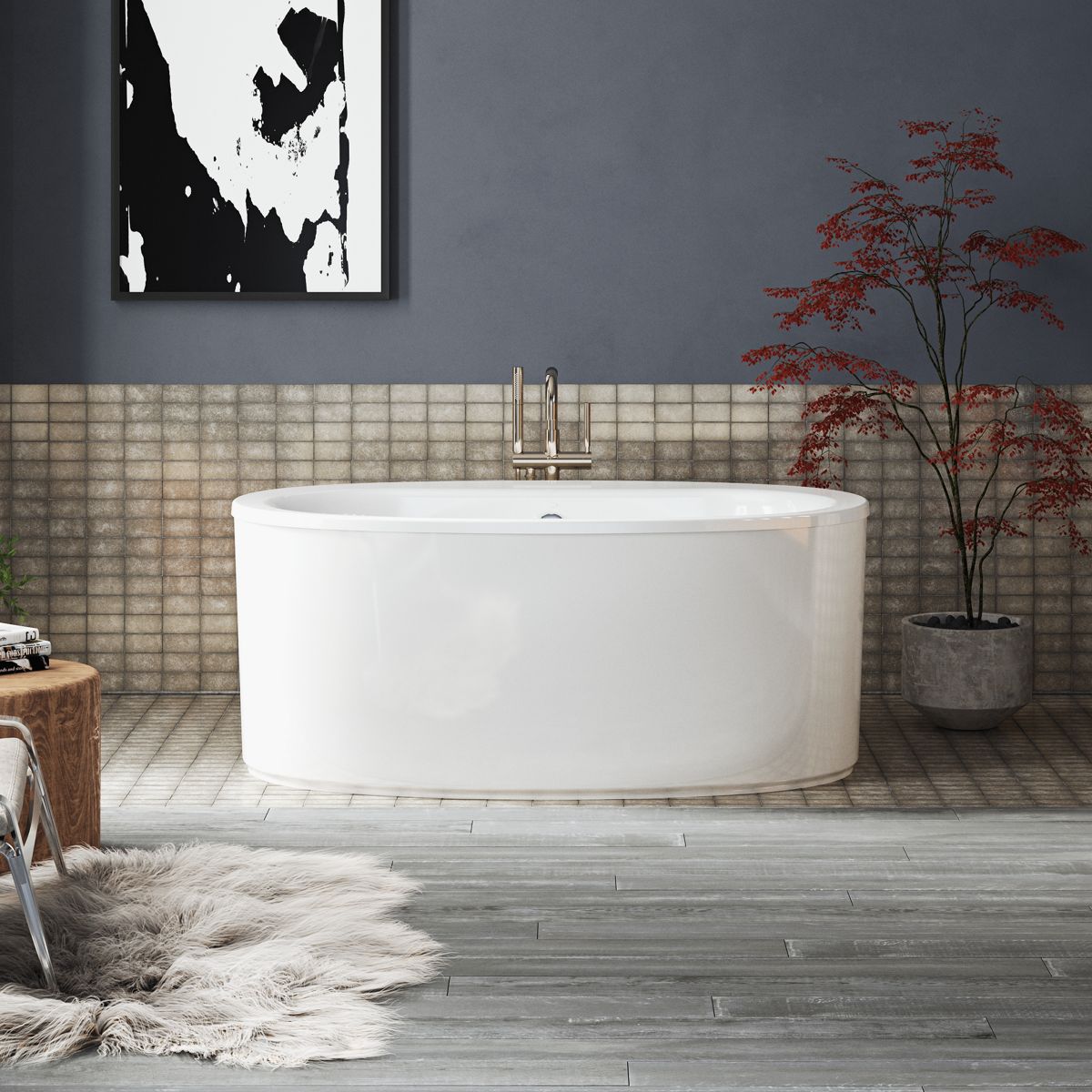 KOHLER K-T97328-4-BL Purist Floor-Mount Bath Filler Trim With Handshower - Matte Black