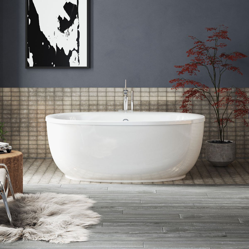 KOHLER K-6369-0 Sunstruck 65-1/2" X 35-1/2" Freestanding Bath With Fluted Shroud - White