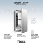 KOHLER K-99003-TLC-NA Verdera 20" X 30" Lighted Medicine Cabinet