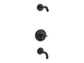 KOHLER K-T14421-3L-BL Purist Rite-Temp Bath And Shower Trim Kit With Push-Button Diverter And Cross Handle, Without Showerhead - Matte Black
