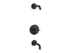 KOHLER K-T14421-3L-BL Purist Rite-Temp Bath And Shower Trim Kit With Push-Button Diverter And Cross Handle, Without Showerhead - Matte Black