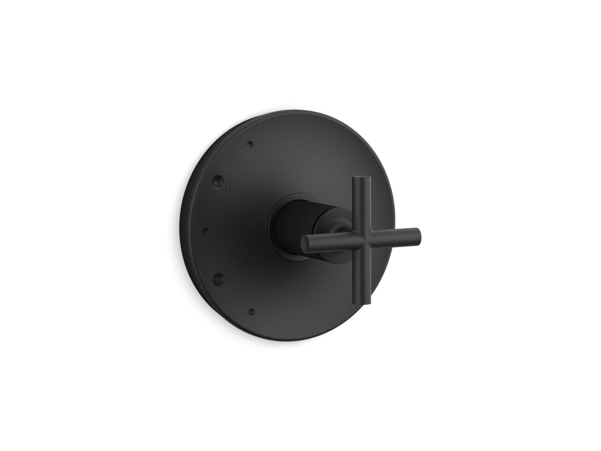 KOHLER K-TS14423-3-BL Purist Rite-Temp Valve Trim With Cross Handle - Matte Black