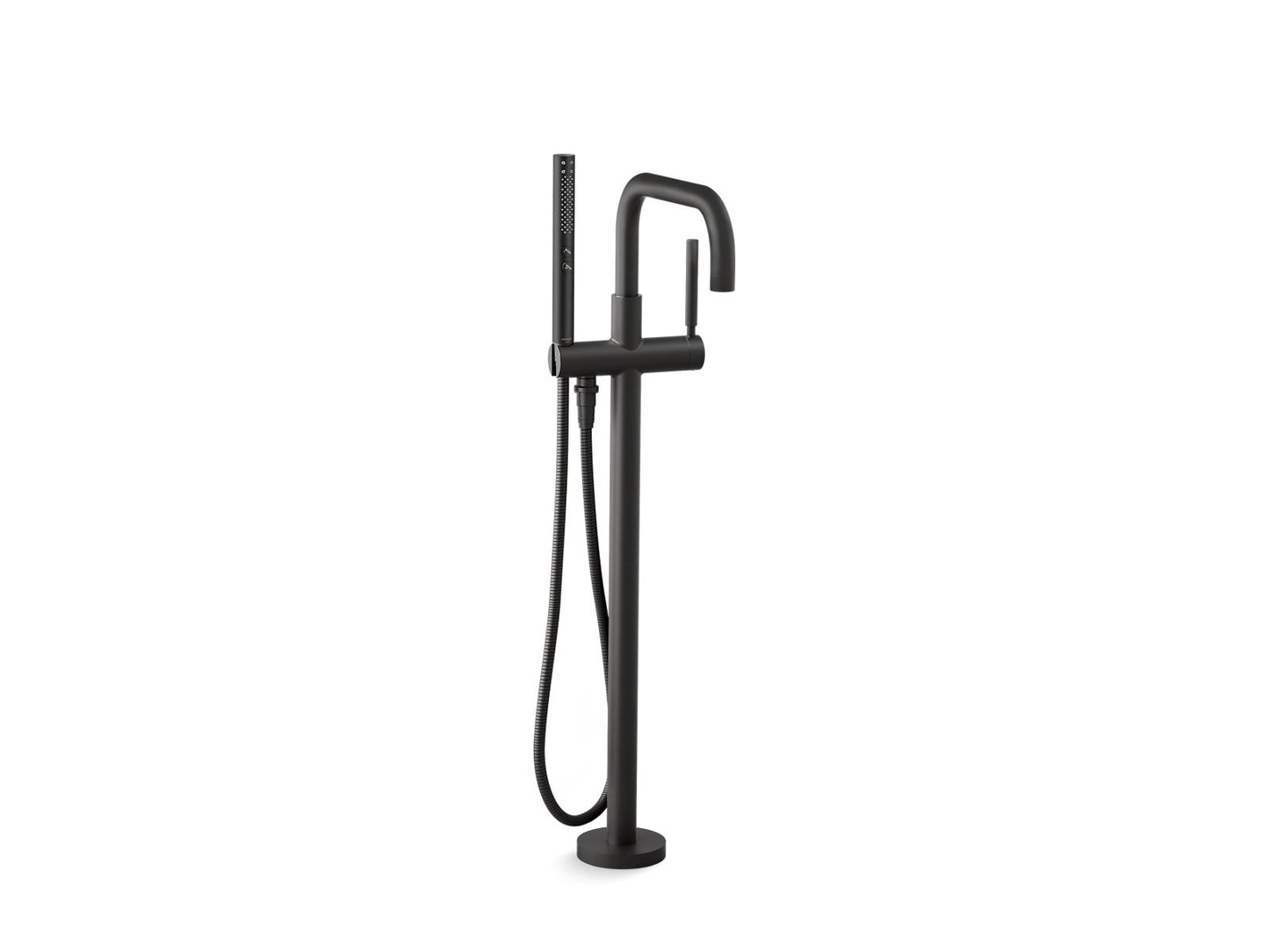 KOHLER K-T97328-4-BL Purist Floor-Mount Bath Filler Trim With Handshower In Matte Black