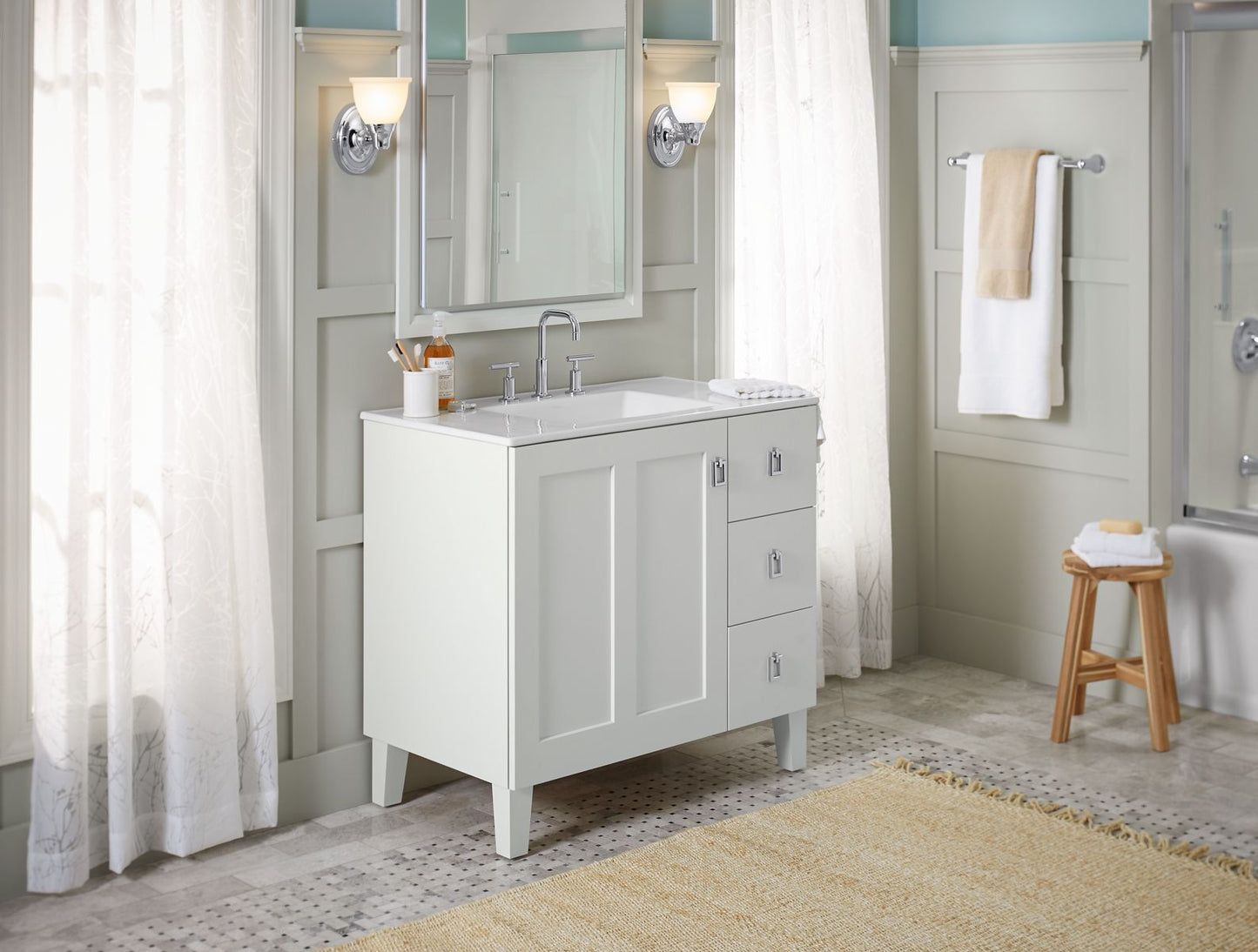 KOHLER K-99533-LGR-1WA Poplin 36" Bathroom Vanity Cabinet In Linen White