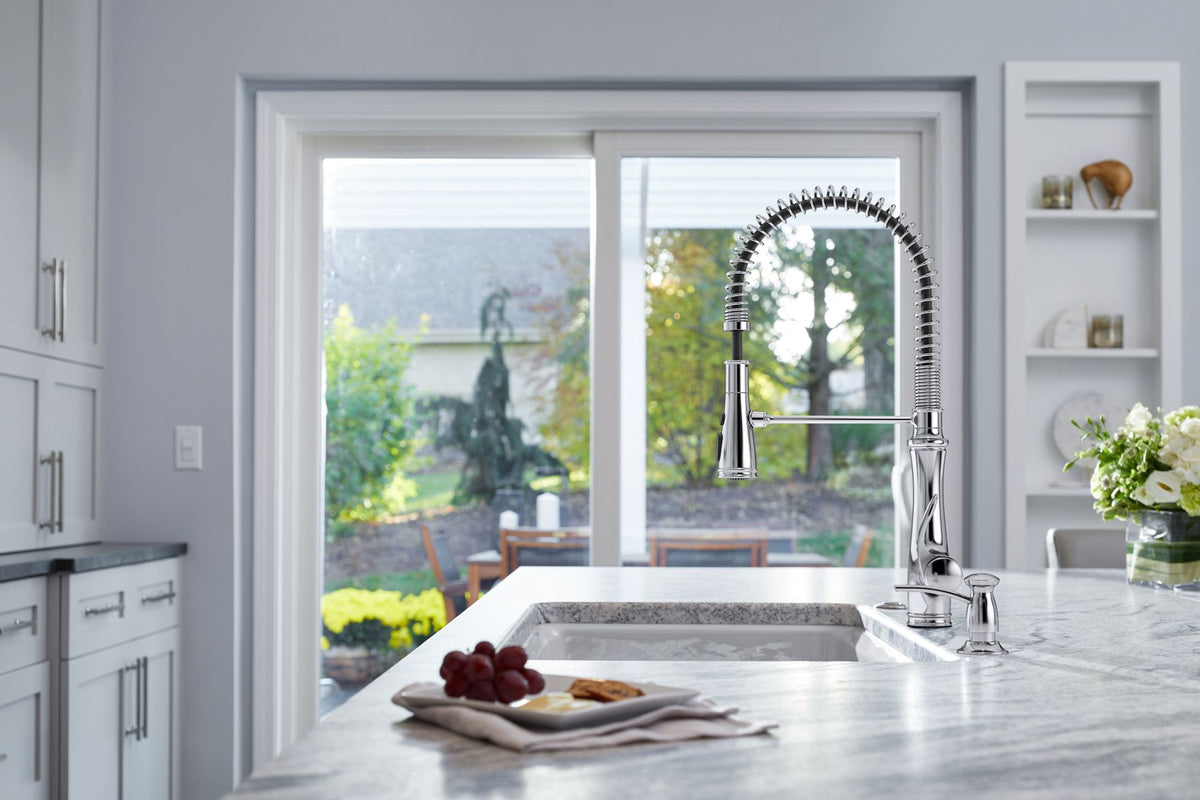 KOHLER K-29106-CP Bellera Semi-Professional Kitchen Sink Faucet With Three-Function Sprayhead - Polished Chrome