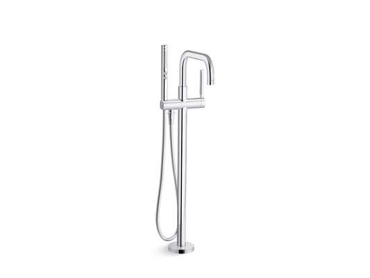 KOHLER K-T97328-4-CP Purist Floor-Mount Bath Filler Trim With Handshower In Polished Chrome