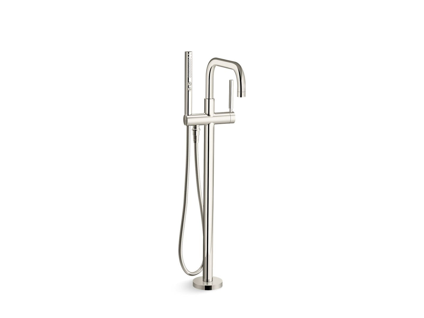 KOHLER K-T97328-4-SN Purist Floor-Mount Bath Filler Trim With Handshower In Vibrant Polished Nickel