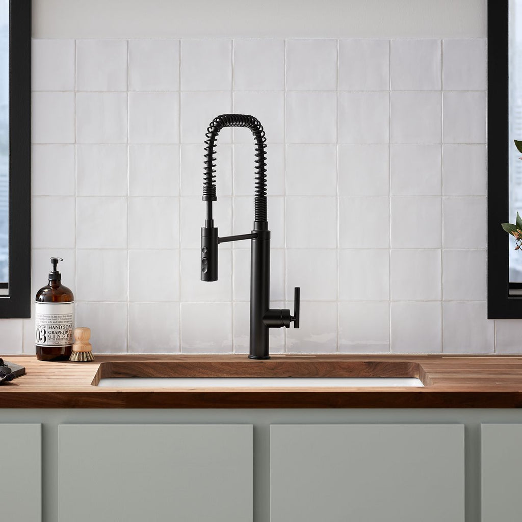 KOHLER K-24982-VS Purist Semi-Professional Kitchen Sink Faucet With Three-Function Sprayhead - Vibrant Stainless