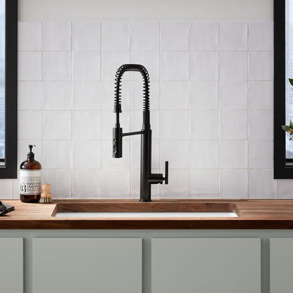 KOHLER K-24982-BL Purist Semi-professional kitchen sink faucet with three-function sprayhead - Matte Black