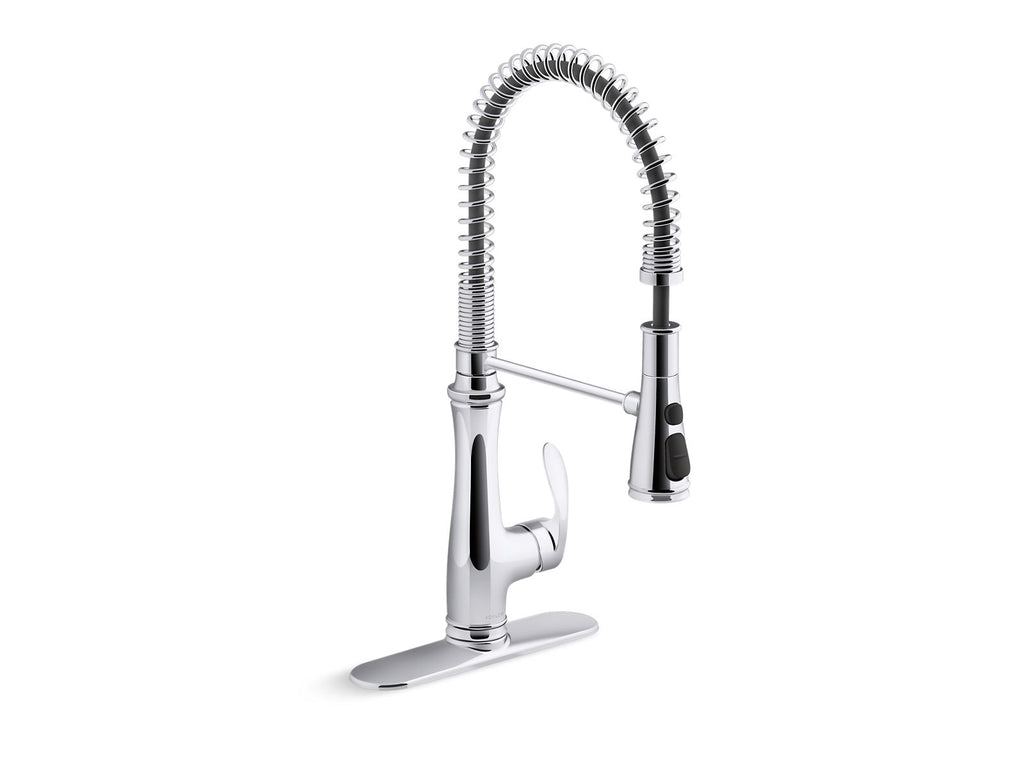 KOHLER K-29106-CP Bellera Semi-Professional Kitchen Sink Faucet With Three-Function Sprayhead - Polished Chrome