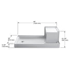 KOHLER K-1977-0 Tresham 60" X 32" Alcove Shower Base, Left Drain - White