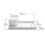 KOHLER K-1978-0 Tresham 60" X 36" Alcove Shower Base, Right Drain - White
