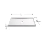 KOHLER K-8659-96 Rely 60" X 42" Alcove Shower Base, Center Drain - Biscuit