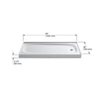 KOHLER K-9054-NY Salient 60" X 30" Alcove Shower Base, Right Drain - Dune