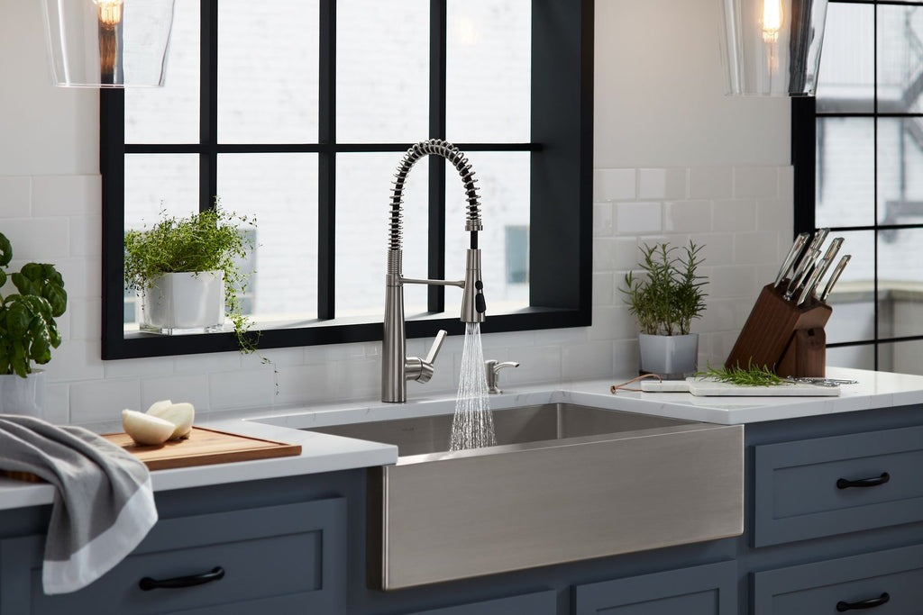 KOHLER K-5415-NA Strive 35-1/2" Undermount Single-Bowl Farmhouse Kitchen Sink - Stainless Steel