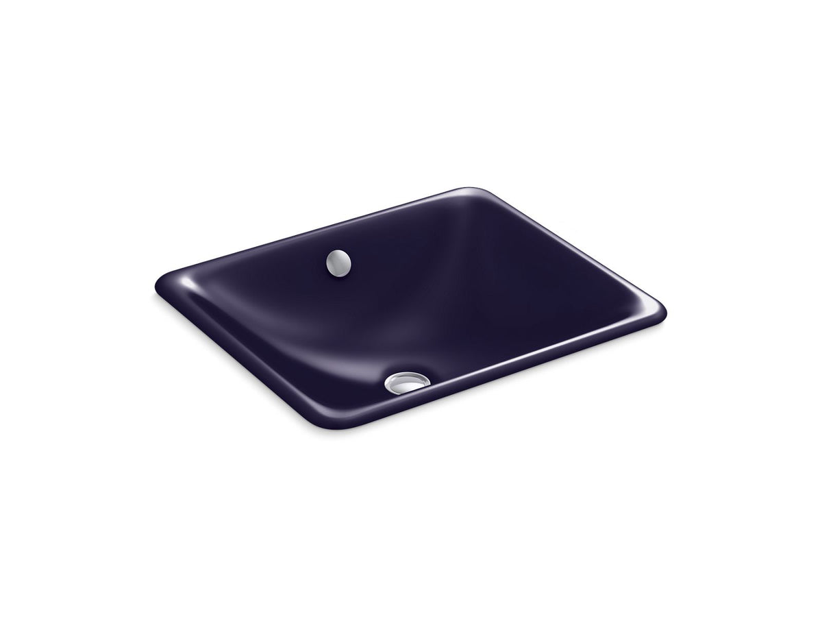 KOHLER K-5400-DGB Iron Plains 18-1/2" Rectangular Drop-In/Undermount Bathroom Sink In Indigo Blue