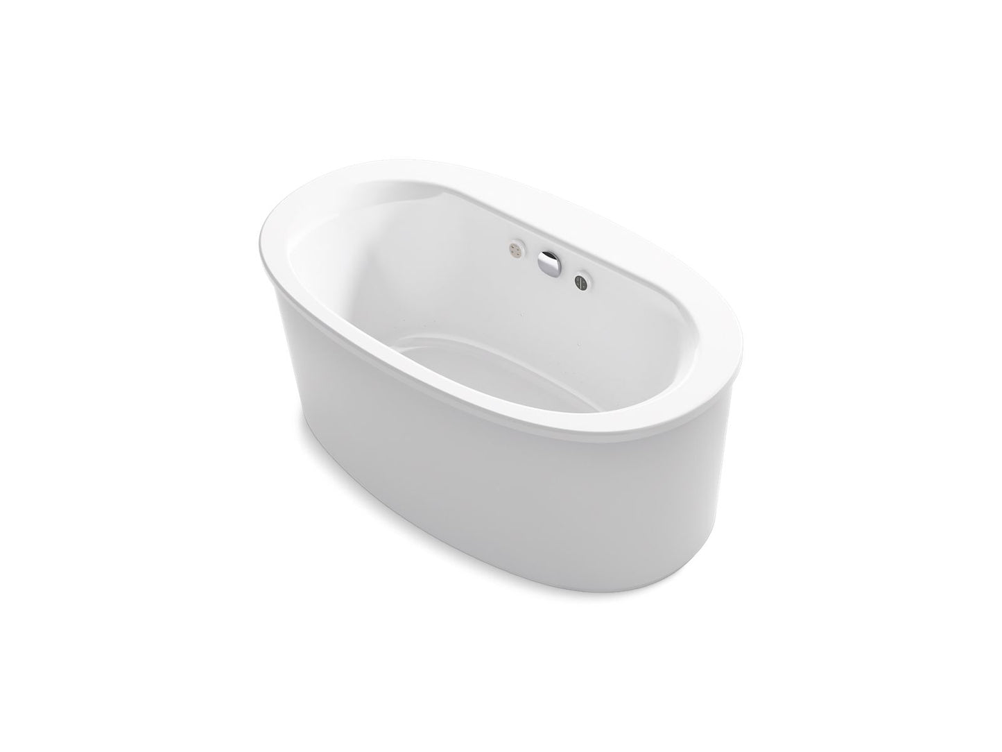 KOHLER K-24008-GHW-0 Sunstruck 60-1/2" X 34-1/2" Freestanding Heated Bubblemassage Air Bath With Bask Heated Surface And Straight Shroud In White