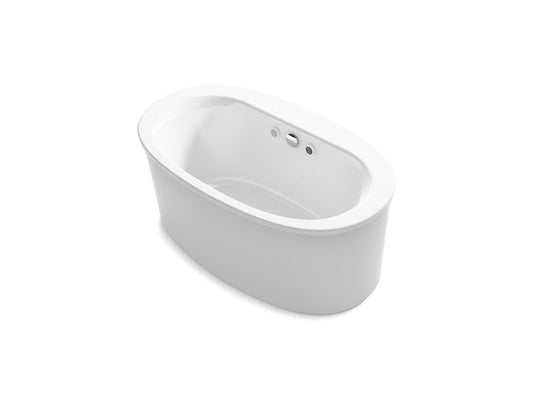 KOHLER K-24008-GHW-0 Sunstruck 60-1/2" X 34-1/2" Freestanding Heated Bubblemassage Air Bath With Bask Heated Surface And Straight Shroud In White