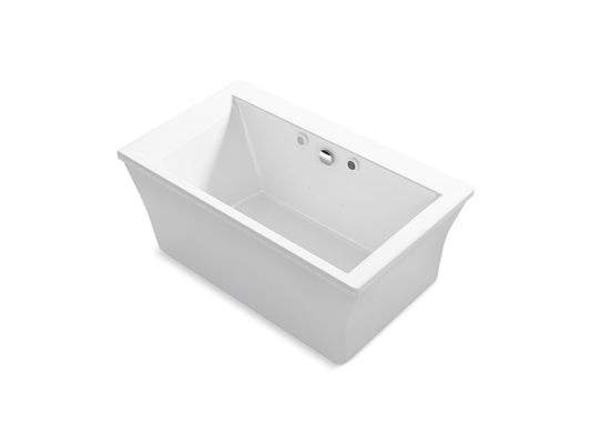 KOHLER K-24019-GHW-0 Stargaze 60" X 34" Freestanding Heated Bubblemassage Air Bath With Bask Heated Surface And Fluted Shroud In White