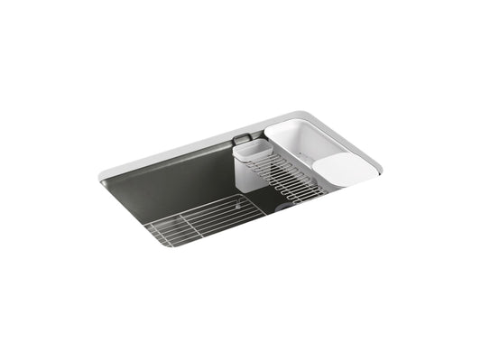 KOHLER K-5871-5UA3-58 Riverby 33" Undermount Single-Bowl Workstation Kitchen Sink In Thunder Grey