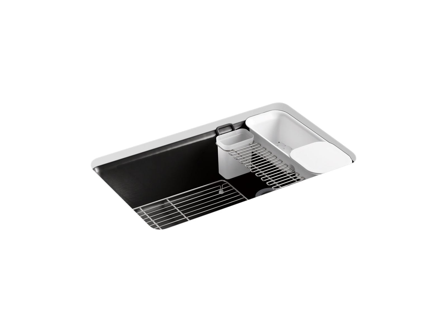 KOHLER K-5871-5UA3-7 Riverby 33" Undermount Single-Bowl Workstation Kitchen Sink In Black Black