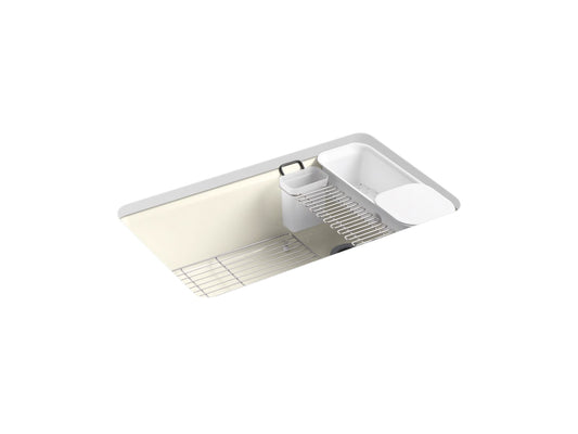 KOHLER K-5871-5UA3-96 Riverby 33" Undermount Single-Bowl Workstation Kitchen Sink In Biscuit