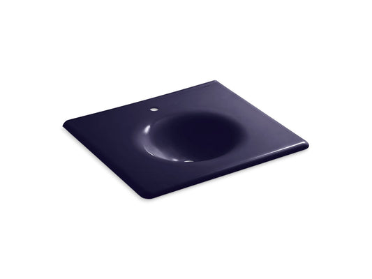 KOHLER K-3048-1-DGB Iron/Impressions 25" Enameled Cast Iron Vanity Top With Integrated Round Sink In Indigo Blue