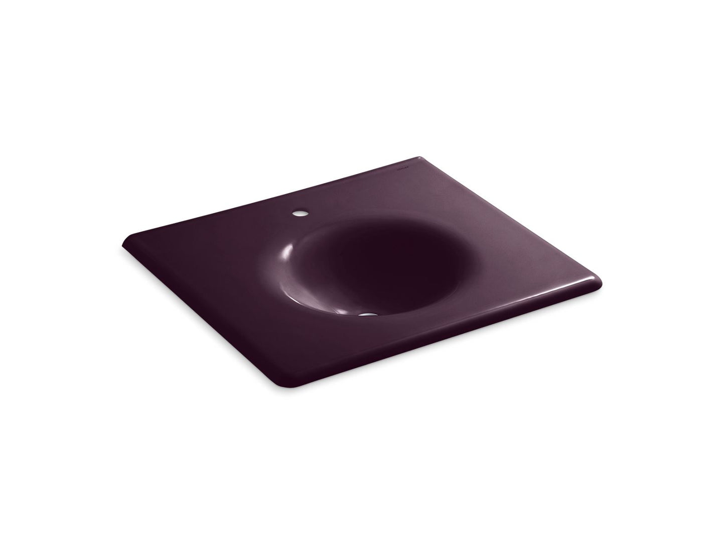 KOHLER K-3048-1-PLM Iron/Impressions 25" Enameled Cast Iron Vanity Top With Integrated Round Sink In Black Plum