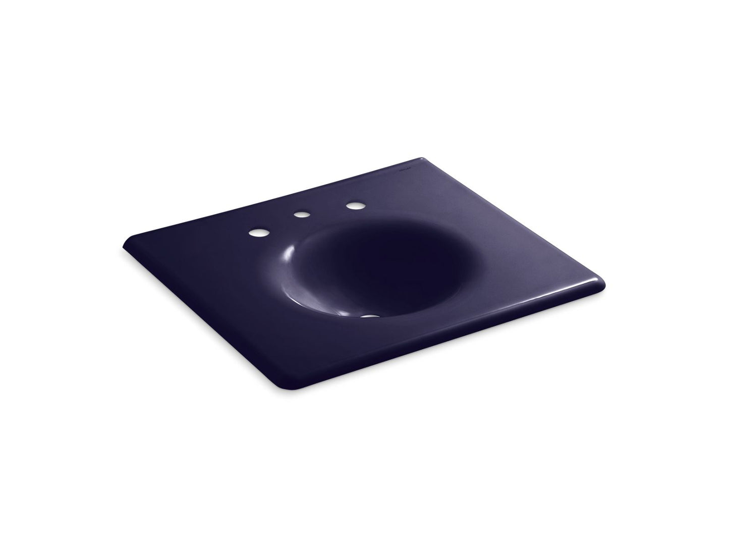 KOHLER K-3048-8-DGB Iron/Impressions 25" Enameled Cast Iron Vanity Top With Integrated Round Sink In Indigo Blue