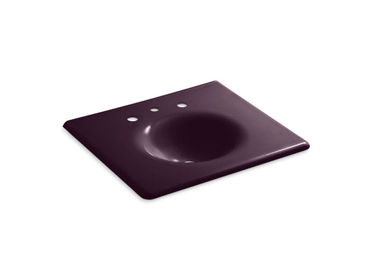 KOHLER K-3048-8-PLM Iron/Impressions 25" Enameled Cast Iron Vanity Top With Integrated Round Sink In Black Plum