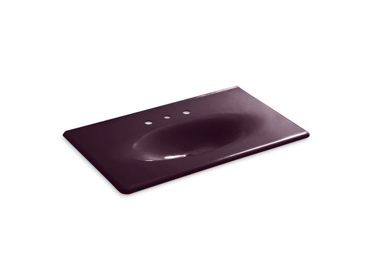 KOHLER K-3051-8-PLM Iron/Impressions 37" Enameled Cast Iron Vanity Top With Integrated Oval Sink In Black Plum